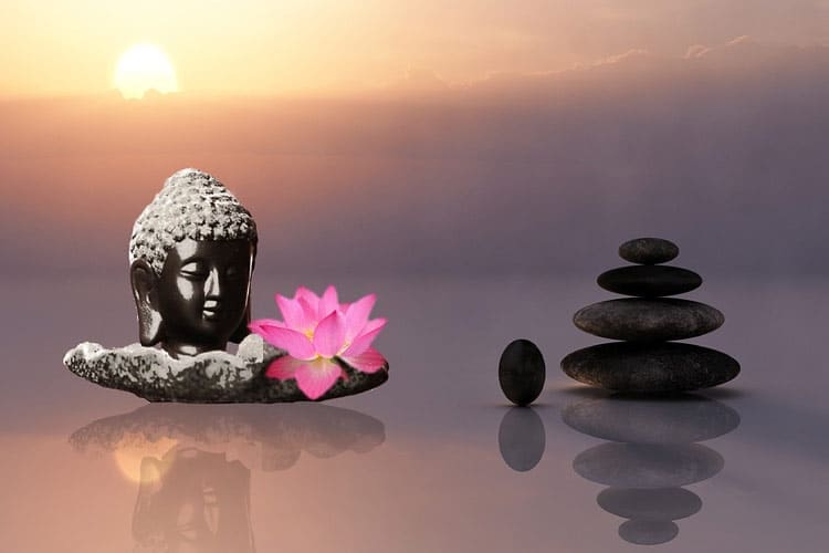meditasjonsgrupper bilde av budda og blomster i vannflaten